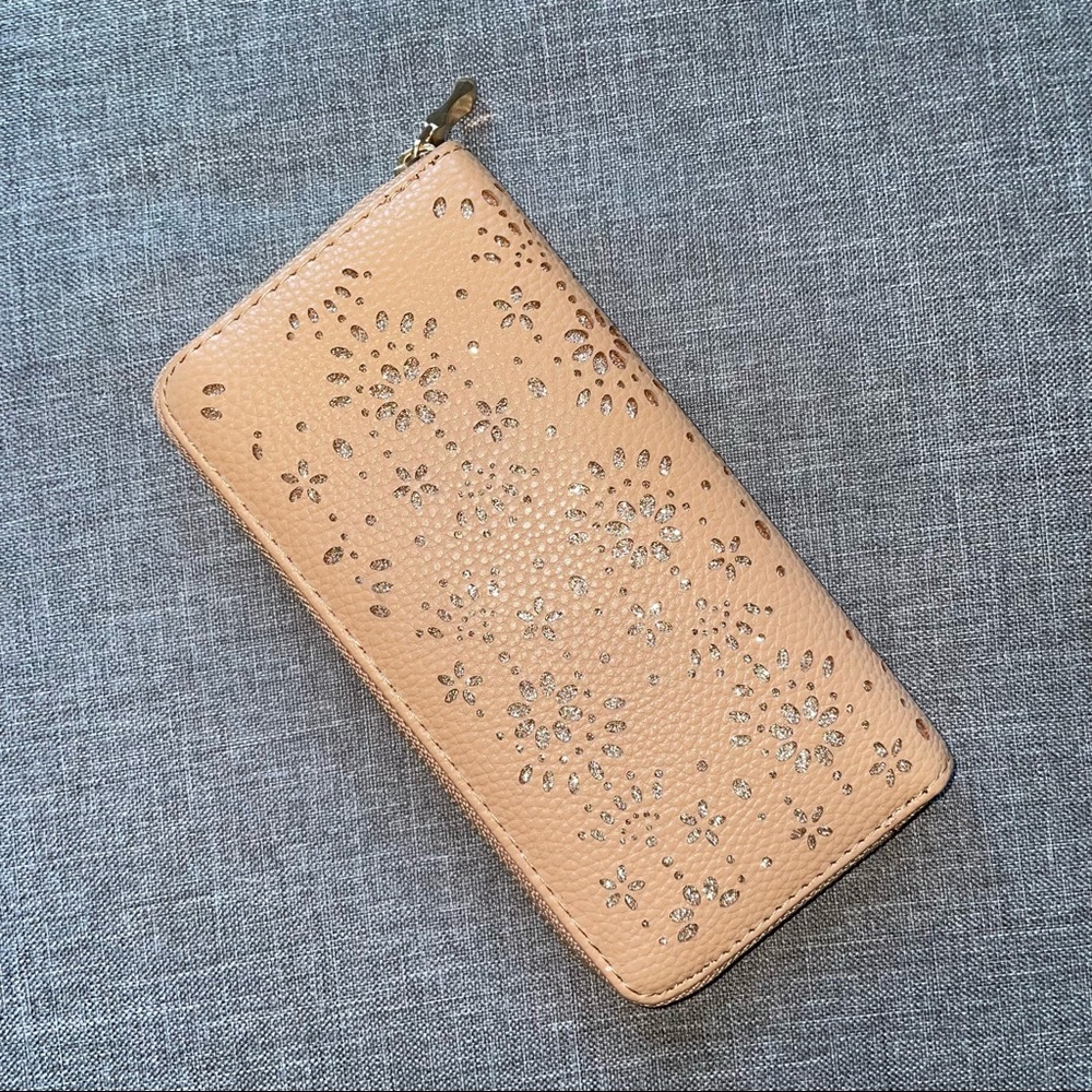 Peach and gold floral wallet - Picture 2 of 3